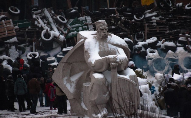 Так виглядав Кобзар біля ОДА у січні. Фото Ростислава Шпука