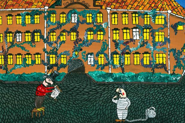 Пан Потоцький зачитав на площі біля міського суду указ про заборону продавати солодкі тістечка | Фото: Petro Buyak/Faceb