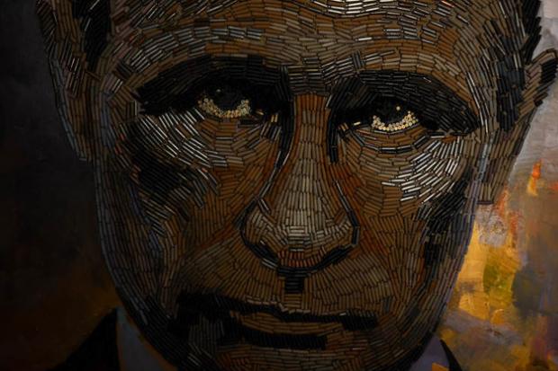 Для виготовлення картини були використані масляні і акрилові фарби, а також гільзи. | Фото: depo.ua