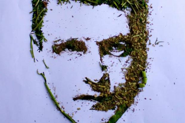 Портрет хлопця зроблений з кропу, розмарину, чорного перцю. | Фото: Надія Антонець