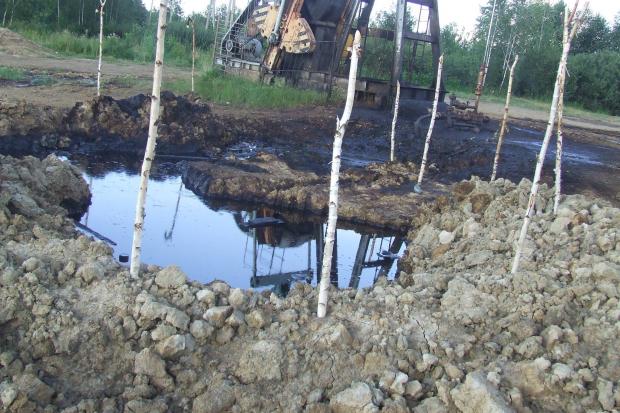 Поряд із житловими будинками в Долині розлилися нафтові озера | Фото: Михайло Кепещук