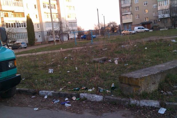 Сміття "прикрашає" двір на вулиці Винниченка | Фото: Oksana Shovkova