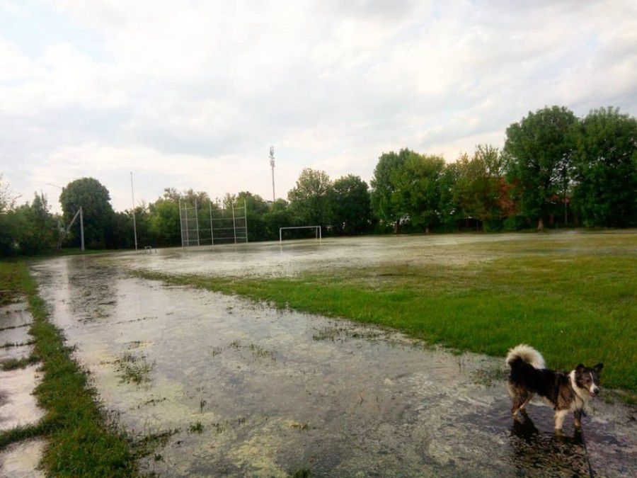 Футбольне поле перетворилоcь на басейн