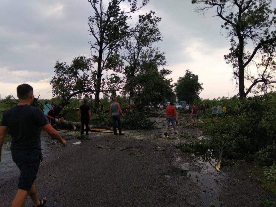 Дорогу в Новиці заблокували повалені дерева. | Фото: Ігор Пробоїв