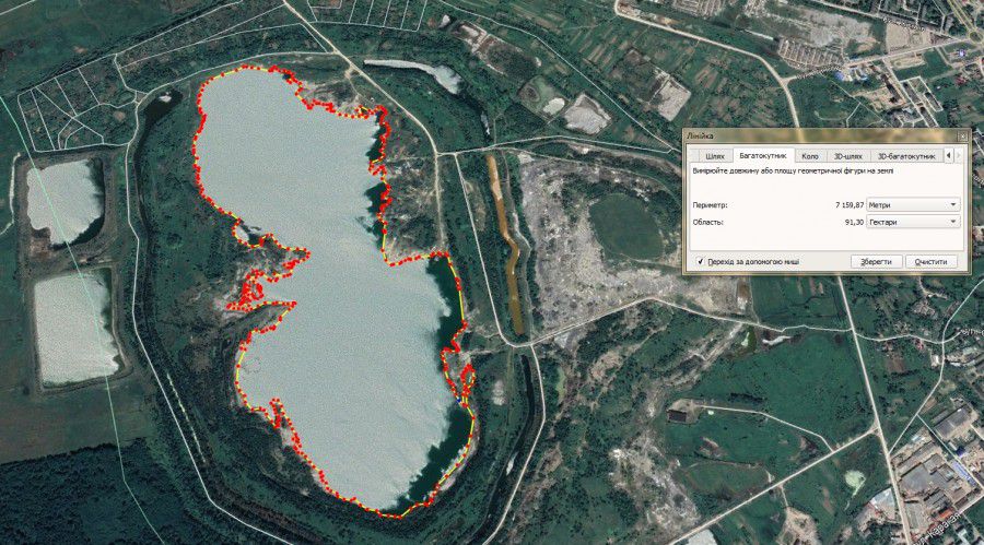 У травні 2018 року площа Домбровського озера сягнула  91,30 гектара