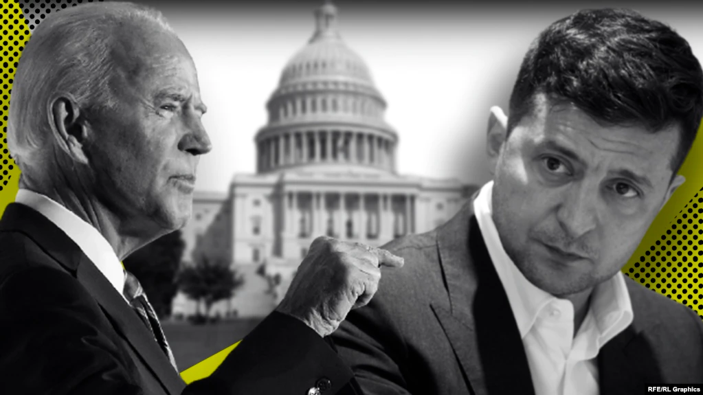 Президент США Джо Байден та його український колега Володимир Зеленський. Фотоколаж