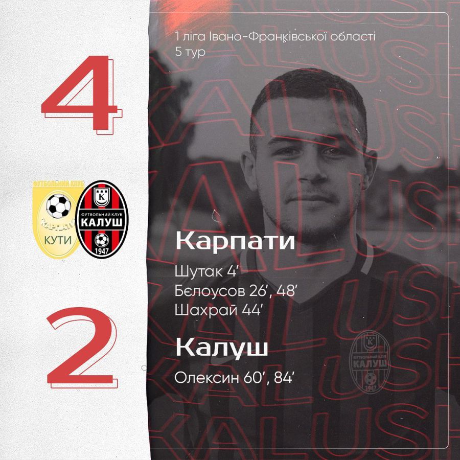 У обох випадках у ФК "Калуш" відзначився Мар'ян Олексин