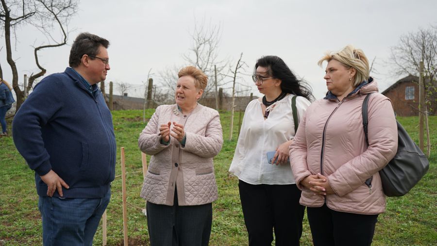 На шкільному подвір'ї вирішили висадити фундуки, а біля адмінбудинку з'явилася горіхова алея. Фото: Дубівецька громада