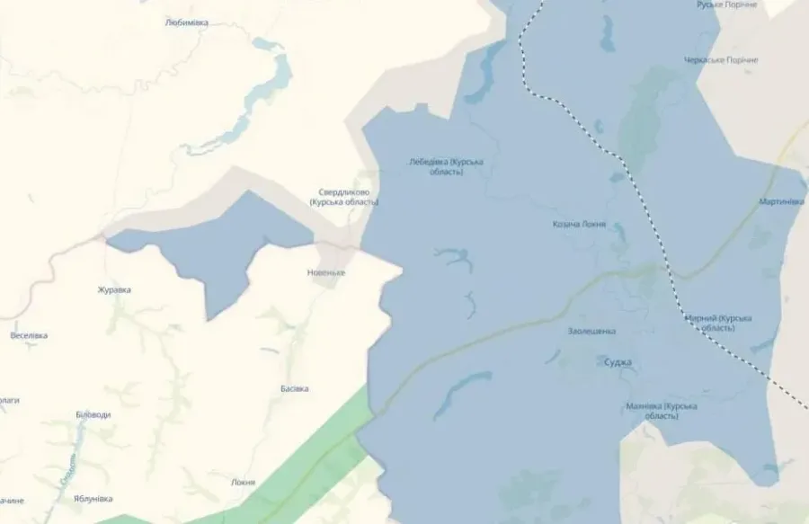 Ворог просунувся приблизно на кілометр у районі села Новеньке. Фото: скріншот мапи DeepState