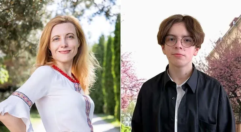 Вітання з перемогою приймають Тадей Яцків та його вчителька Ольга Забавська