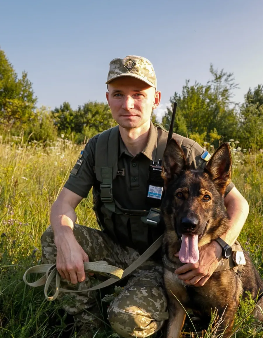 Максим Коробченко з дворічною німецькою вівчаркою Голді виходять у наряди разом