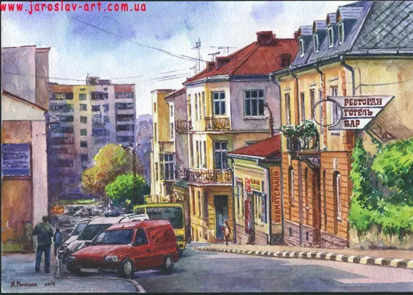 Акварельний Калуш художника Ярослава Романіва