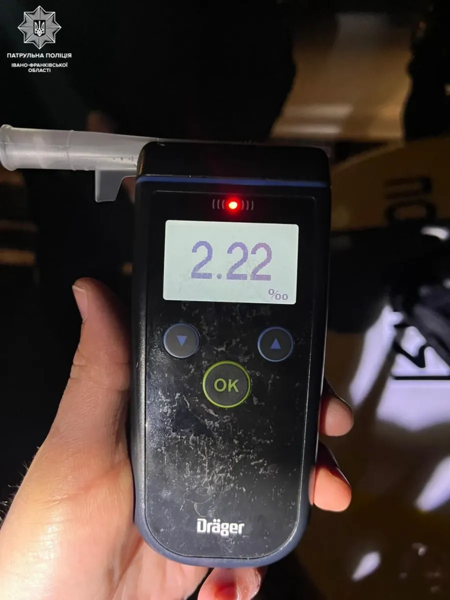Водій був п'яним, що засвідчило тестування