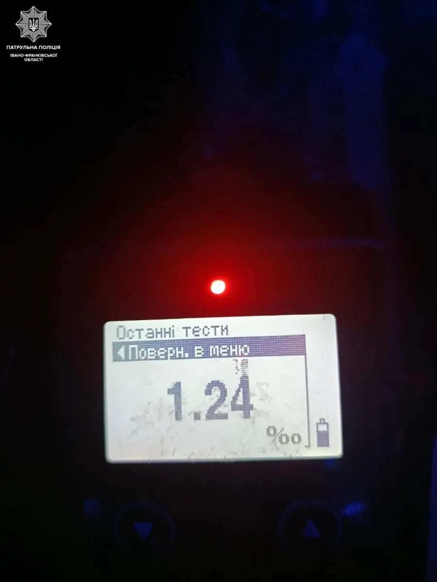 В організмі водійки було 1.24 проміле алкоголю