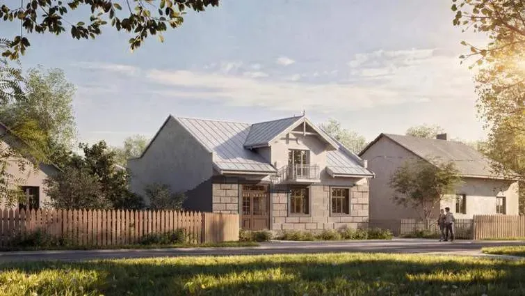 Музей Романа Шухевича на Білогорщі 1 січня 2024 року зруйнував російський дрон. Фото: візуалізація ЛМР 